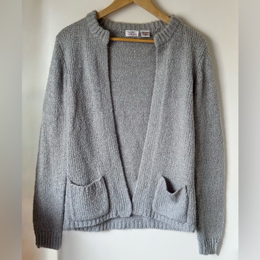 Vintage Gray Open Front Cardigan Small